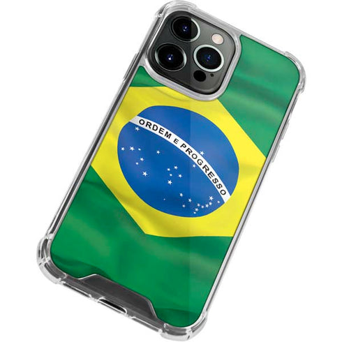 Brazil Flag iPhone 14 Pro Clear Case